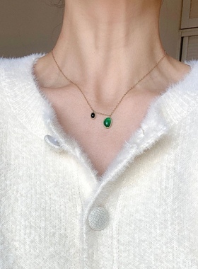 新款黑玛瑙绿宝石颈链自制款