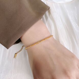 设计师定制推荐款简约仿真金显白气质满天星金色手链简约百搭饰品