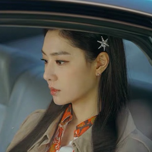 爱的迫降徐丹同款发夹徐智慧头饰发饰雪花边夹六芒星不对称一字夹