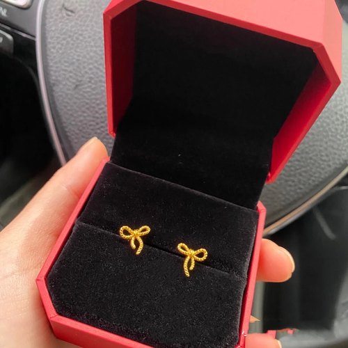 纯银镀金扭曲镂空耳环