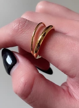 洗手不用摘韩国设计师款双层戒指