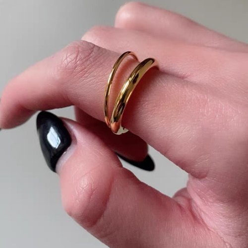 洗手不用摘韩国设计师款双层戒指