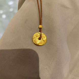 纯手作手工古法编织正确版黄金色金牌仿真金百搭出片老钱松弛项链