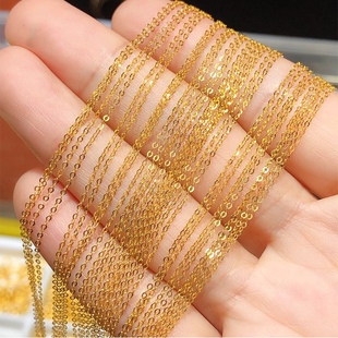 项链女O字链纯银925锁骨链素链镀金百搭裸链万能链叠戴女礼物极细