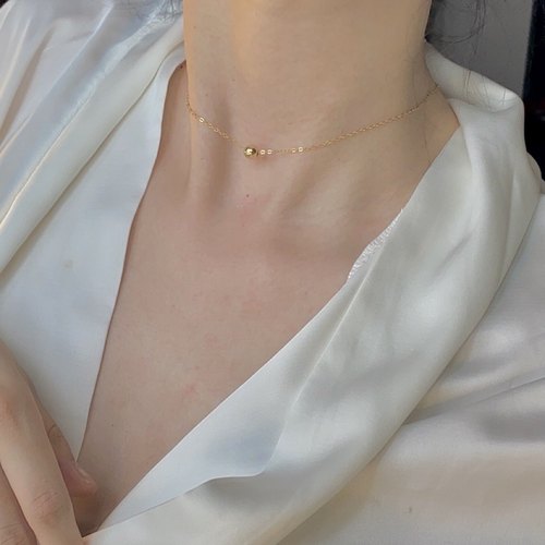 精致纯银小金球项链锁骨链