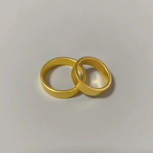 仿真黄金古法传承~经典磨砂高级基础戒指圆棍素戒不掉色百搭叠戴