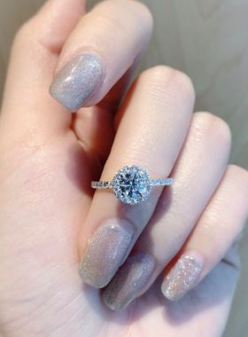 925纯银一克拉钻戒结婚求婚情侣