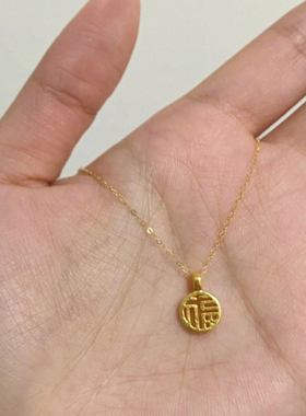 18k镀金一颗钻闪项链锁骨链