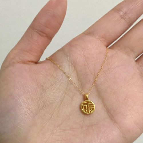 18k镀金一颗钻闪项链锁骨链
