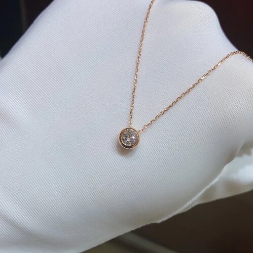 设计款简约日本轻珠宝9K金锆石单钻项链简约女气质ins风锁骨链