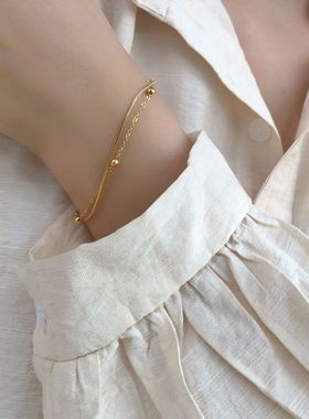 原创极简高级感双层蛇骨圆珠手链