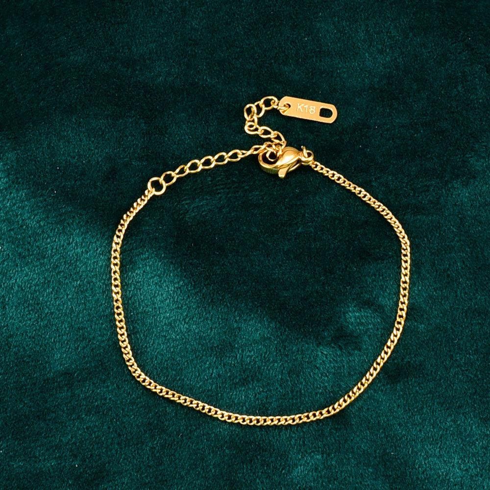 日式轻奢素手链ins小众设计网红极简女18k金百搭简约闺蜜学生手饰