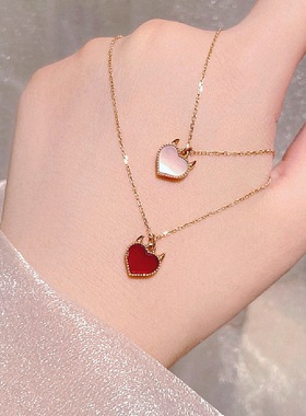 18k金气质高级红色心恶魔之项链