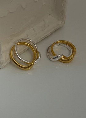 撞色系列扭线旋转双色混搭戒指