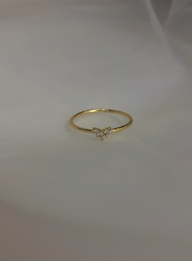 三钻爱心形戒指金色叠戴指环