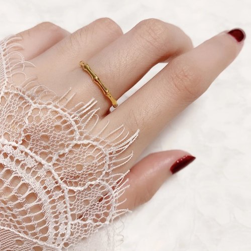 金竹节素圈戒可戒指新年节节高升