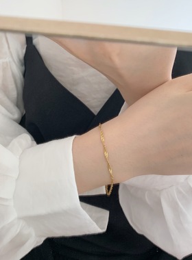 可水洗极细无感回馈流光溢彩14K包金纤细温柔不掉色素手链简约百