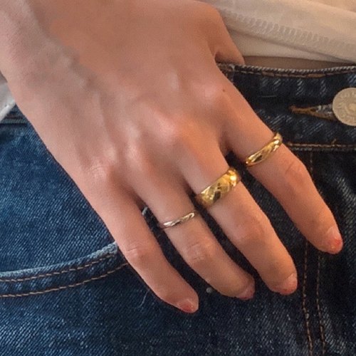 极简光面食指环女尾戒素圈