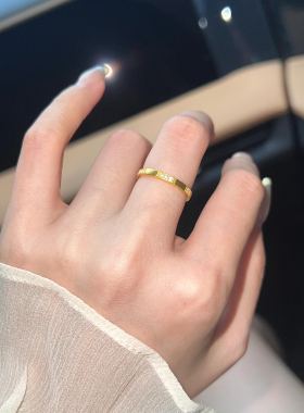 光芒摇曳~不掉色优雅绽放不规则圆钻指环戒指轻奢大方食指高级感