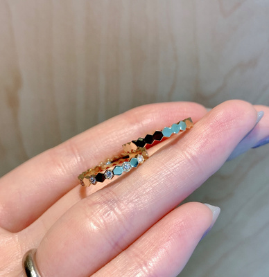 多边形几何戒指女金色食指指环