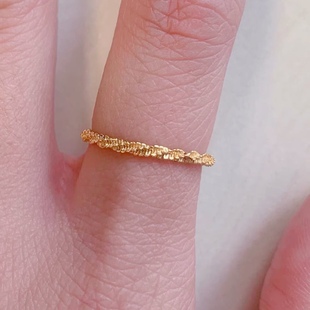 不掉色~满天星银河闪钛钢18K包金波光粼粼软链条戒指女关节叠戴潮