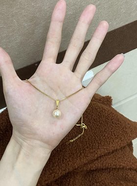 极光人工珍珠项链粉光珍珠项链女款锁骨链2025新款爆款气质名媛潮