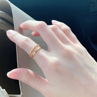 回馈款高保色百搭光面18K金戒指女时尚个性潮小众设计轻奢食指戒