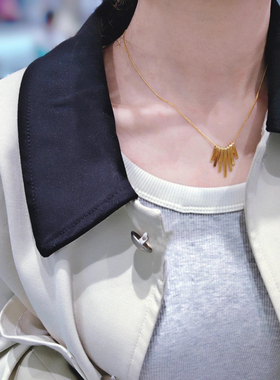 法式高级感简约复古新款K金色多坠流苏项链女ins潮冷淡风锁骨链