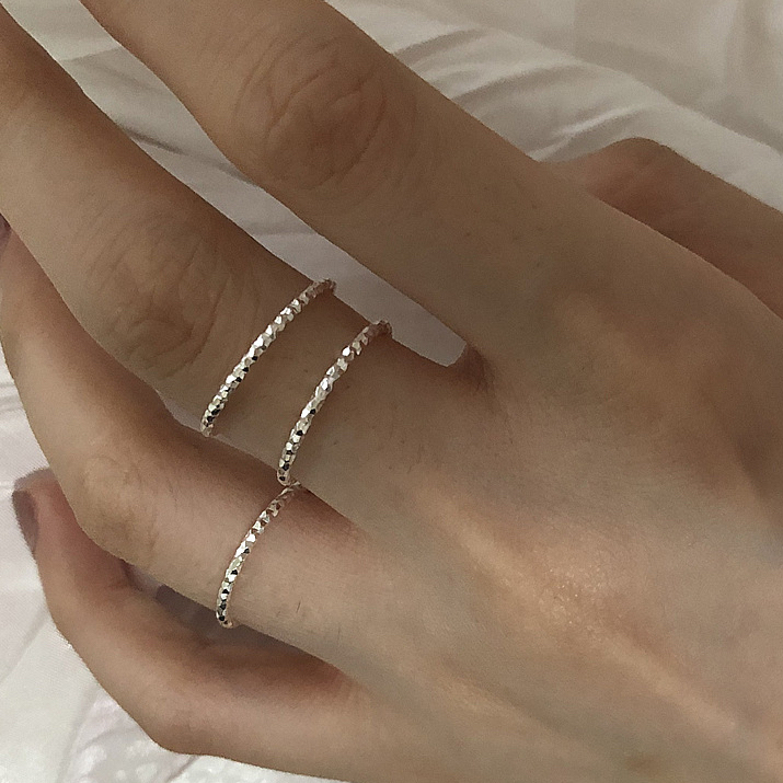 手工切割纯银素圈高级感