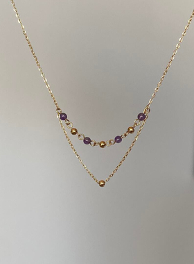 神仙紫色~自制两层轻奢气质款手工串珠简约高级感锁骨链慵懒魅惑