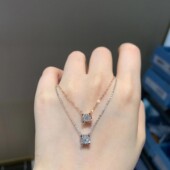 可水洗不掉色时尚 小方钻项链吊坠锁骨链女简约单锆石礼物颈链潮女