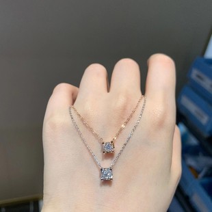 可水洗不掉色时尚 小方钻项链吊坠锁骨链女简约单锆石礼物颈链潮女