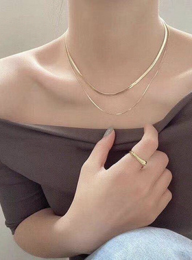 简约气质项链女锁骨链18k金极细