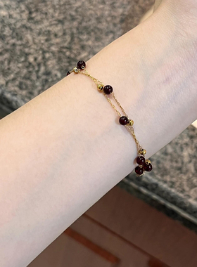 红酒甜心天然石手链幸运女小众设计高级感轻奢精致气质百搭手饰