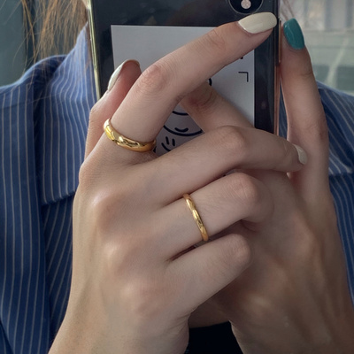 保色高级光面戒指情侣金时尚