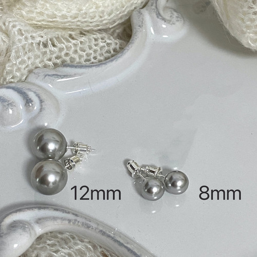 定制艺术璀璨银灰天然珍珠耳钉