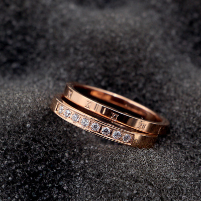 日韩不掉色戒指女ins冷淡风简约极细素圈精致小众轻奢组合食指戒