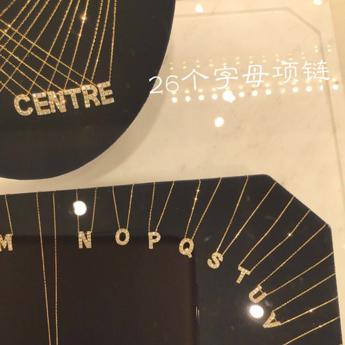 项链ins字母项链女带钻