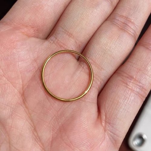 洗手洗澡不用取百搭极简关节戒素圈细戒指美国14K包金不掉色叠戴
