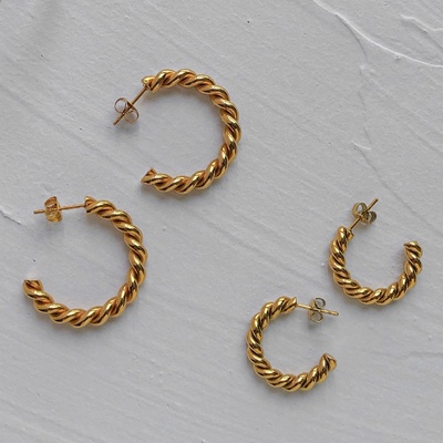 百搭法式复古麻花耳环女新款秋冬