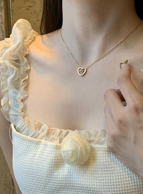 清甜原创穿心镶钻锁骨链18K镀金