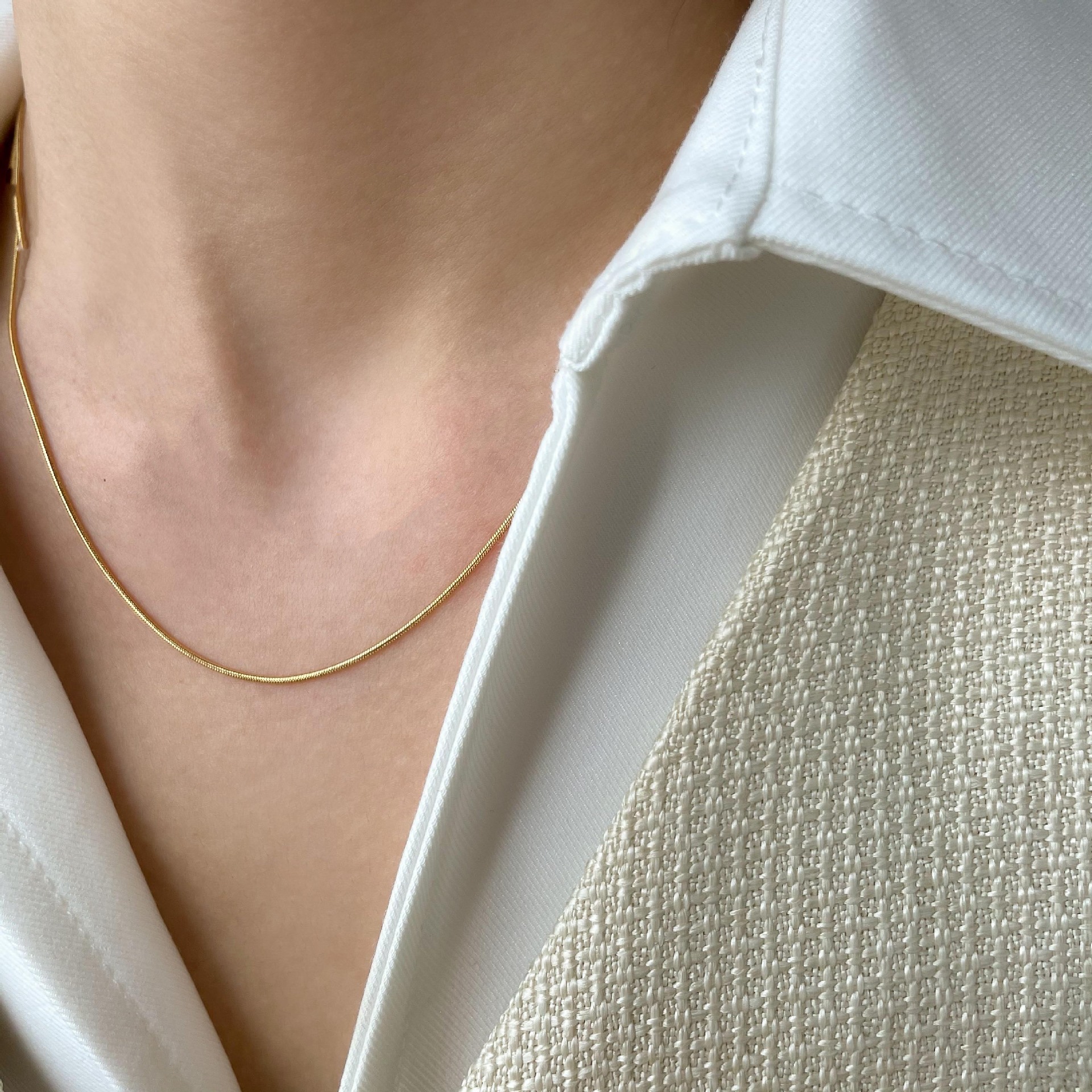 ins博主叠戴简约蛇骨链