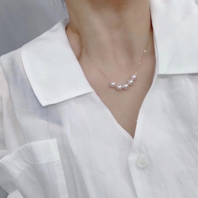 包金微笑款淡水珍珠锁骨链小众