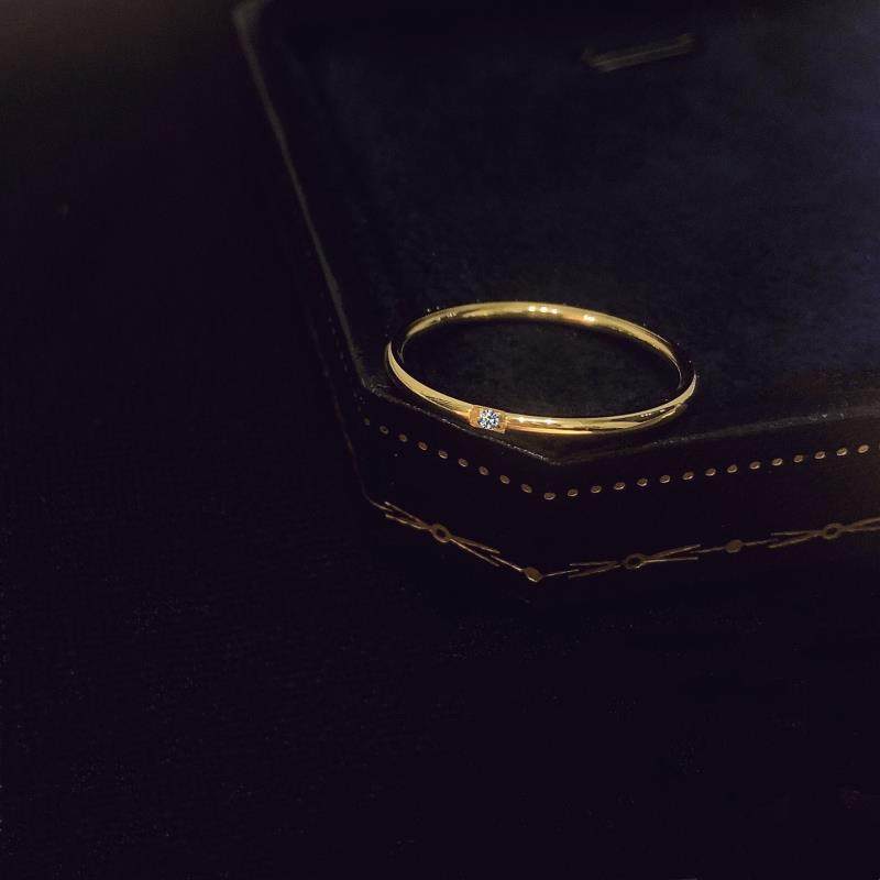 钛钢极细不掉色戒指女闪钻