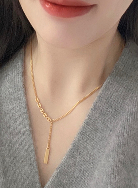 松弛老钱~流苏小法棍仿真金不掉色金黄色质感沉甸甸项链送礼女友