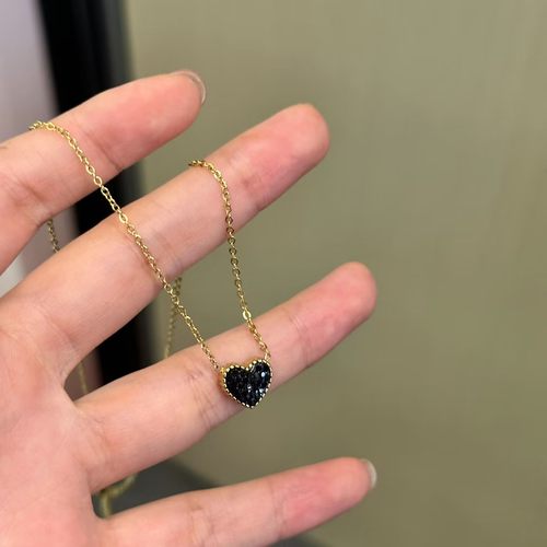 磨砂砂糖质感黑红双面可戴项链女