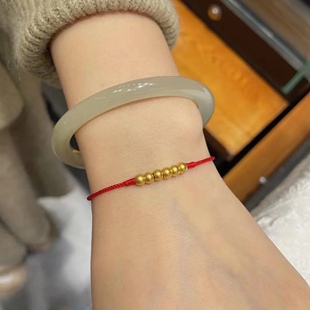 原创设计感小金珠金豆豆本命年好运红绳手链高级感链条气质配饰女