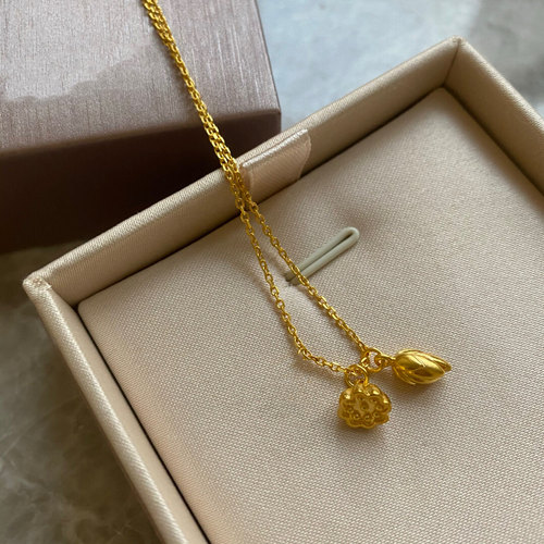 原创古法沙金质感礼物锁骨链