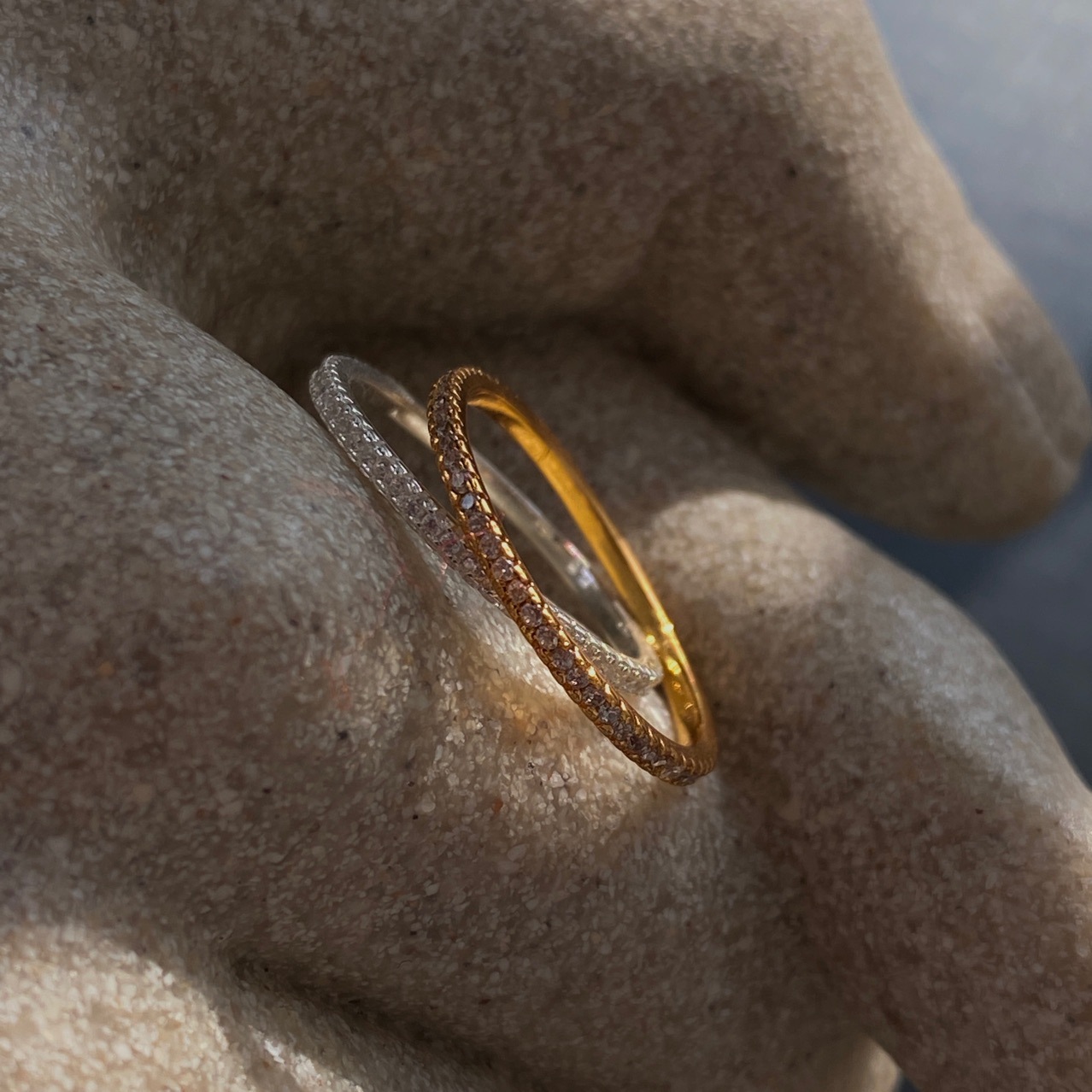 日系百搭排钻线条戒指