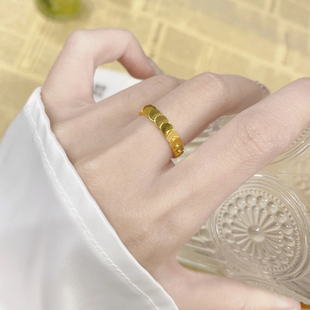 流动的闪闪水波纹！18K包金仿真金质感纹理戒指大气可水洗指环ins